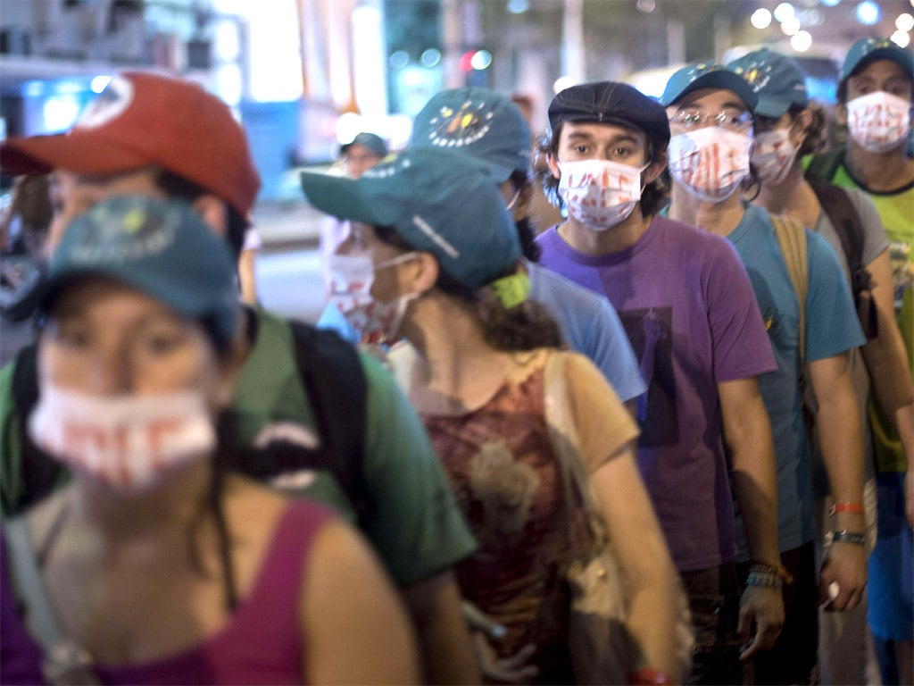 Anti-mining demonstrators march in Rio