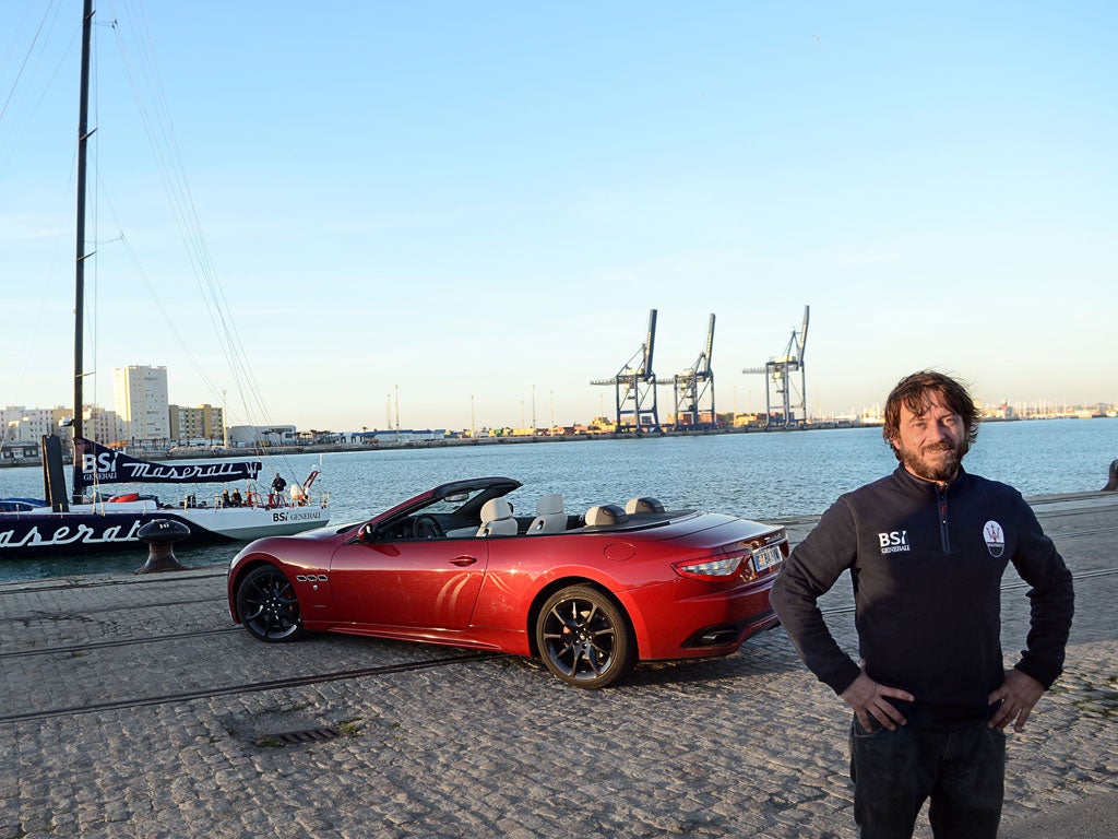 With records in mind, Giovanni Soldini will be relying on the sail power of a beefed up 70-foot yacht, rather than V8 power of a Maserati GranCabrio Sport