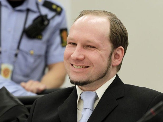 Anders Breivik at his trial today