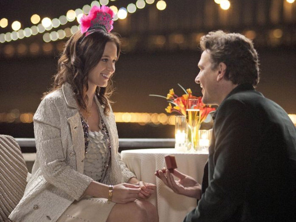 The big ask: Emily Blunt and Jason Segel in 'The Five-Year Engagement'