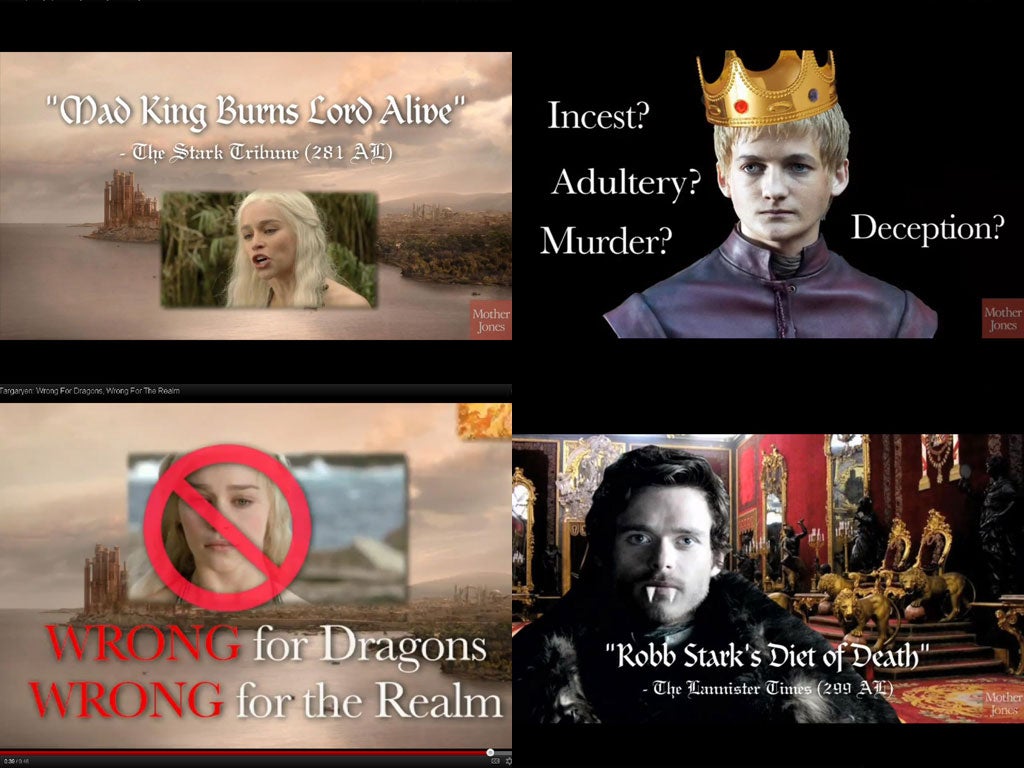 Screenshots of some of the videos American magazine Mother Jones has created