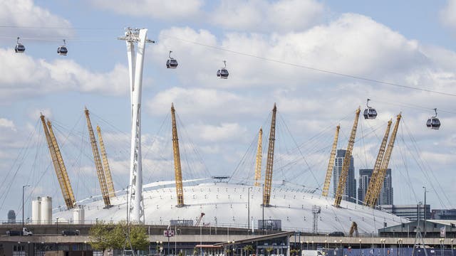 London's skyline will have a new attraction from Thursday as the Thames cable car opens between the O2 Arena, Greenwich, and the ExCeL centre at Royal Victoria Dock.