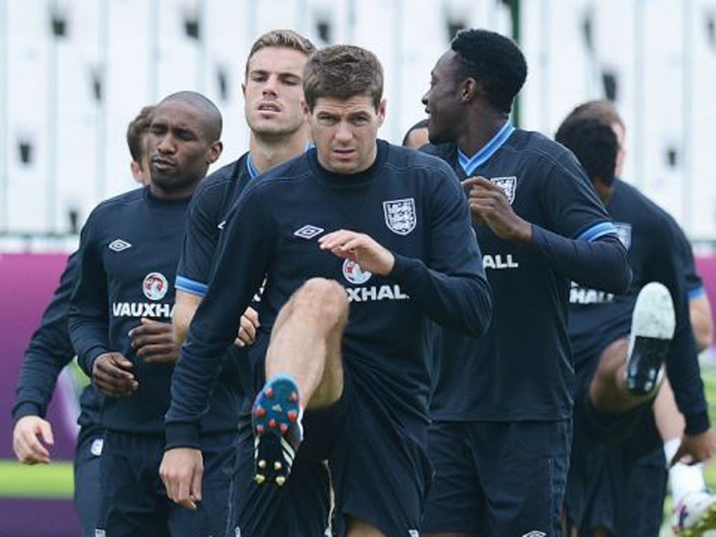 The England team in a training session