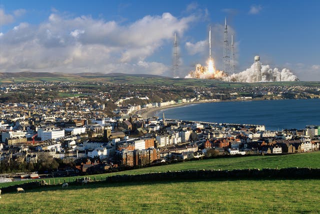 A photo montage of rockets taking off from the Isle of Man