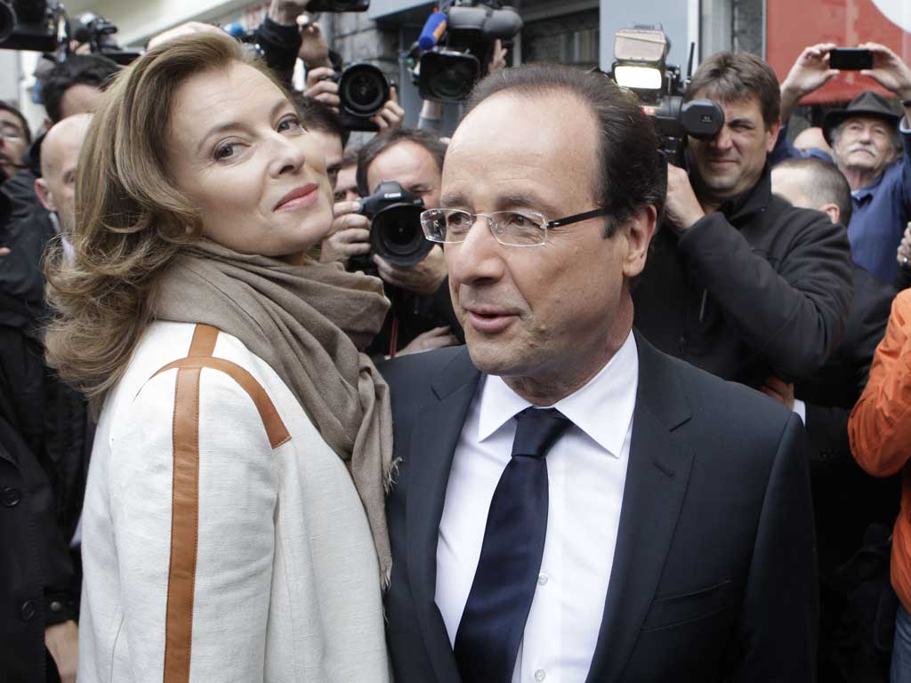 French connection: Valérie Trierweiler
with husband François Hollande