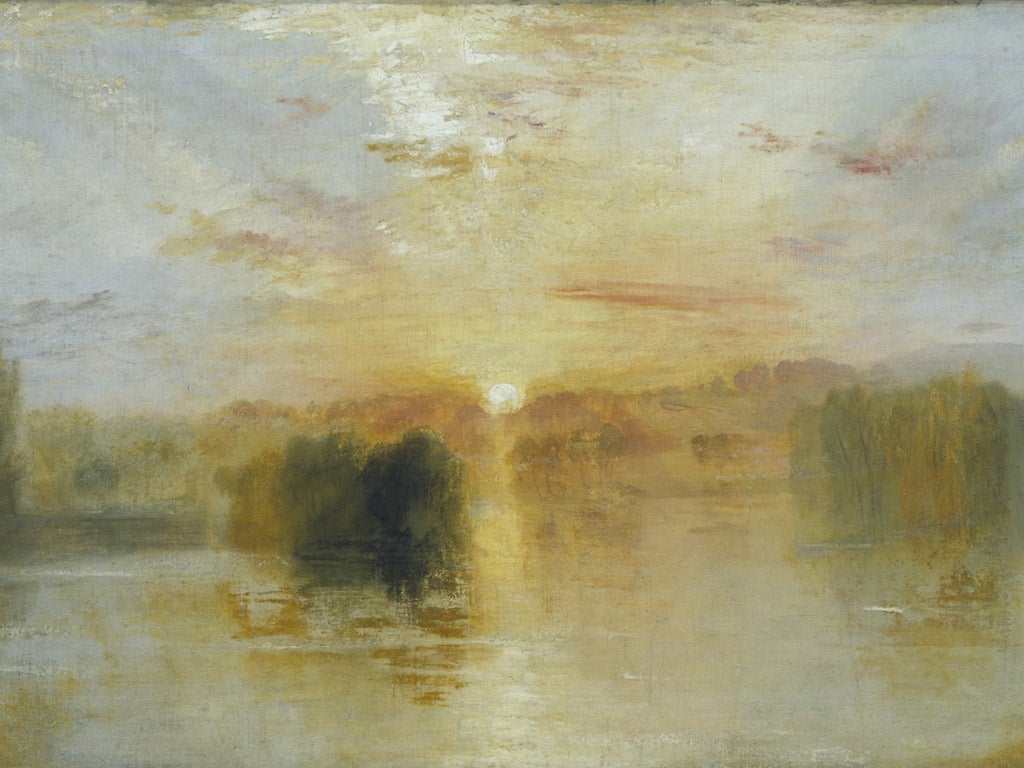 ‘The Lake, Petworth, Sunset’ (c1827-8) by J M W Turner