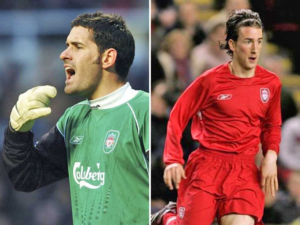 Scott Carson (left) is the kind of young player who too often ends up sitting on the first-team bench. Miki
Roque (right), who died at the weekend, was one of he first players Benitez signed at Liverpool.