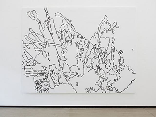 <p><b><i>Reflections on Corporate Efficiency, the Modernist Movement and Human Evolution (After Congo the Chimpanzee)</i> (2011)</b></p>
<p>Acrylic on canvas<br/>
200cm x 266cm</p>