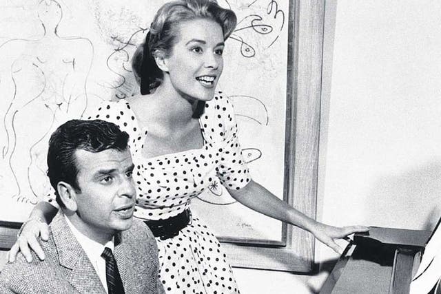 Adler and his second wife, Sally Ann Howes, in 1961, preparing for his musical 'Kwamina'