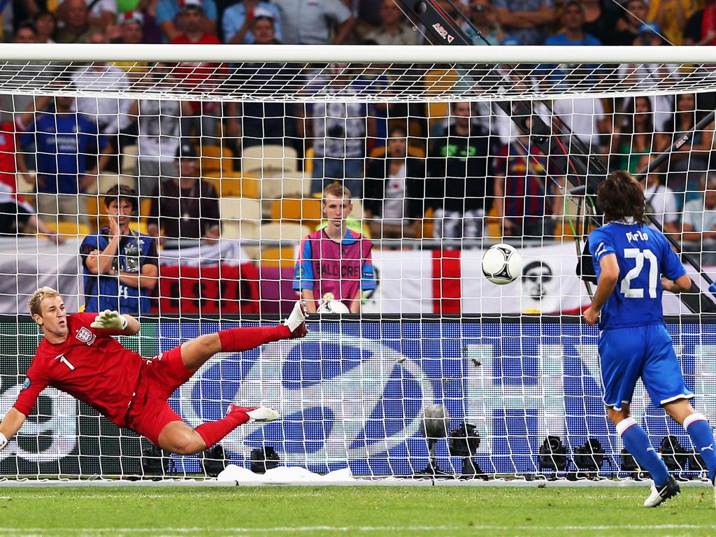 Andrea Pirlo chips his penalty against England