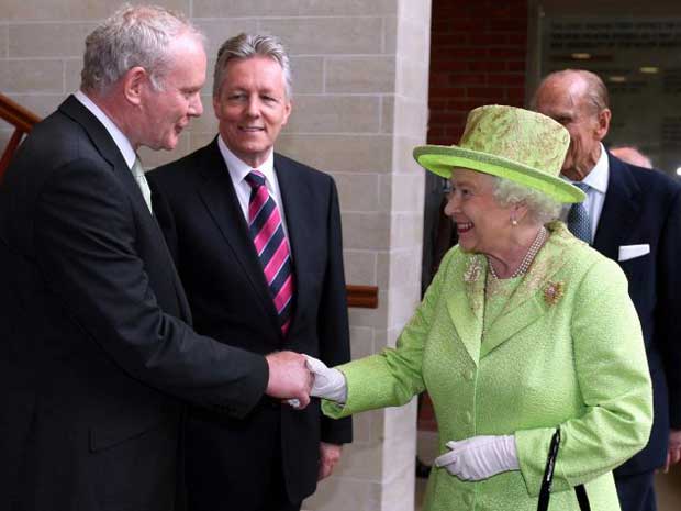 Anglo-Irish relations took a momentous step forward today when the Queen shook hands with Sinn Fein's Martin McGuinness