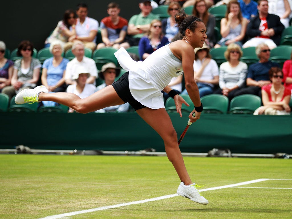 Heather Watson in action at Wimbledon