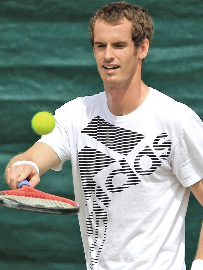 Andy Murray during practice yesterday