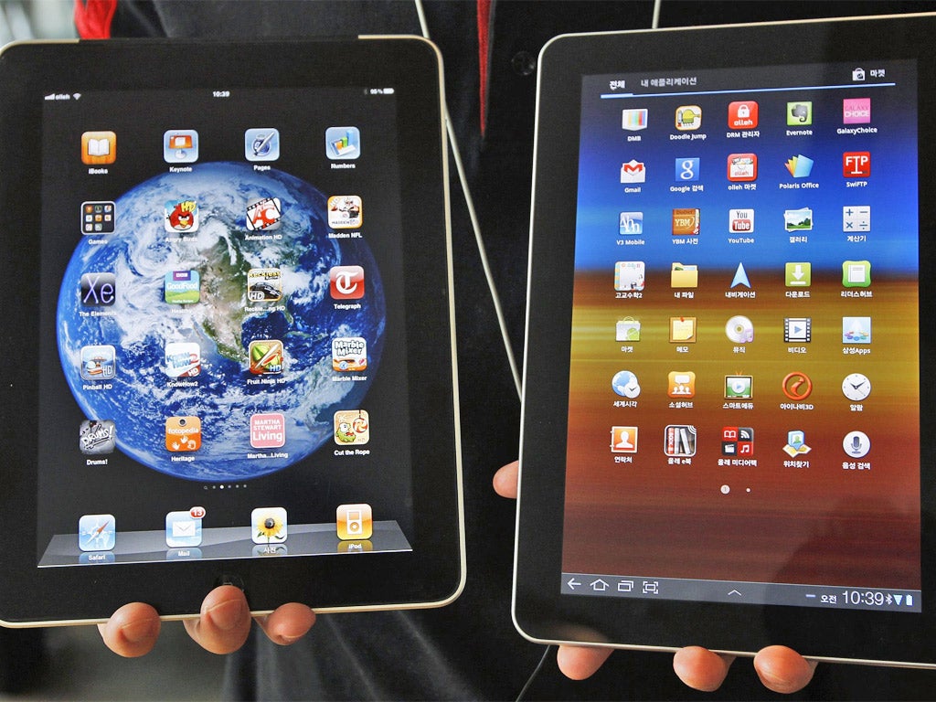 Samsung's Galaxy tablet (right) was ruled to be almost indistinguishable from the iPad (left)