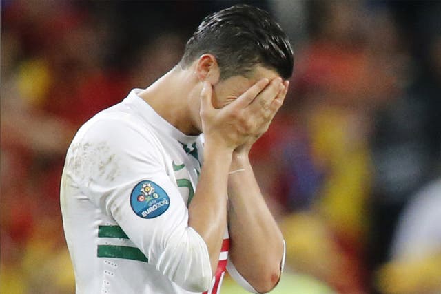 Cristiano Ronaldo absorbs Portugal's semi-final defeat to Spain last night