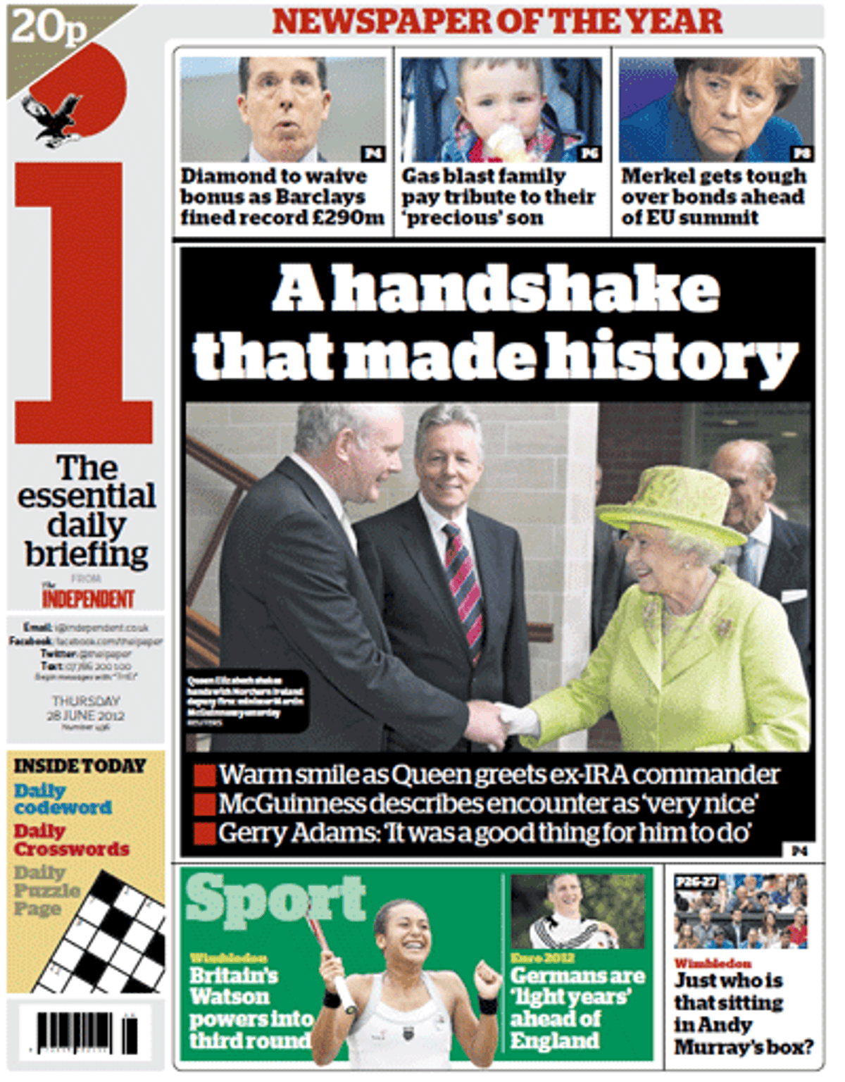 i Editor's Letter: A momentous handshake | The Independent | The ...