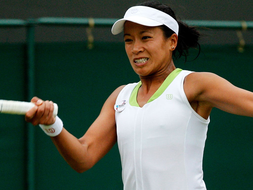 Anne Keothavong in action at Wimbledon