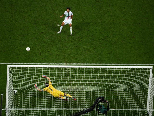 <b>Bruno Alves</b></br>
Bruno Alves is surely the only player ever to go up for two penalties in the first five of a shootout. The Portuguese centre-back walked uneasily up to the spot, only for Nani to run up and really shoot his nerves to pieces by pulling him back and taking his place. Needless to say Nani confidently dispatched his penalty. This provided no comfort to Alves who usually considers himself a set-piece expert. The defender walked up to the spot for Portugal's fourth penalty and for a split second seemed to have upset the odds by smashing the ball towards the top corner. However, the jubilation was as brief as the agony was total at the realisation that he had hit the ball a little too well as he watched the ball cannon off the cross bar.
</br>
<a target="_blank" href="http://www.youtube.com/watch?v=DLenKEPDCKE" target="new">Click here to WATCH.</a>