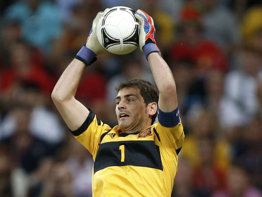 Iker Casillas has pulled off a
number of important saves
for Spain at Euro 2012