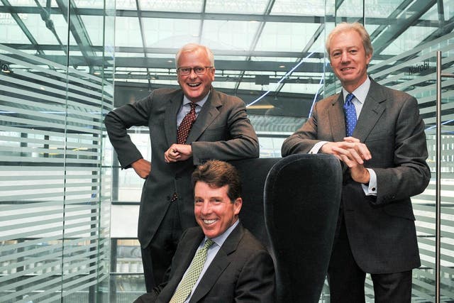 Bob Diamond, seated, with the former CEO John Varley and Barclays chairman Marcus Agius
