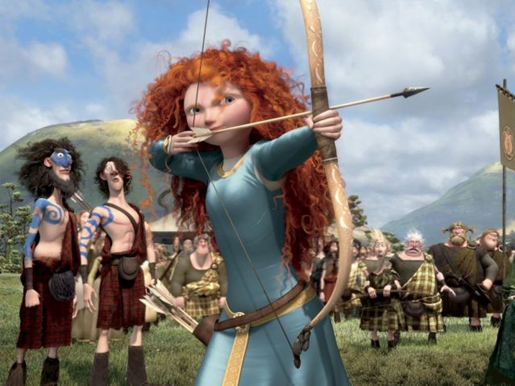 Brave’s heroine, Merida (voiced by Kelly Macdonald), is a Highland princess with tomboyish tendencies