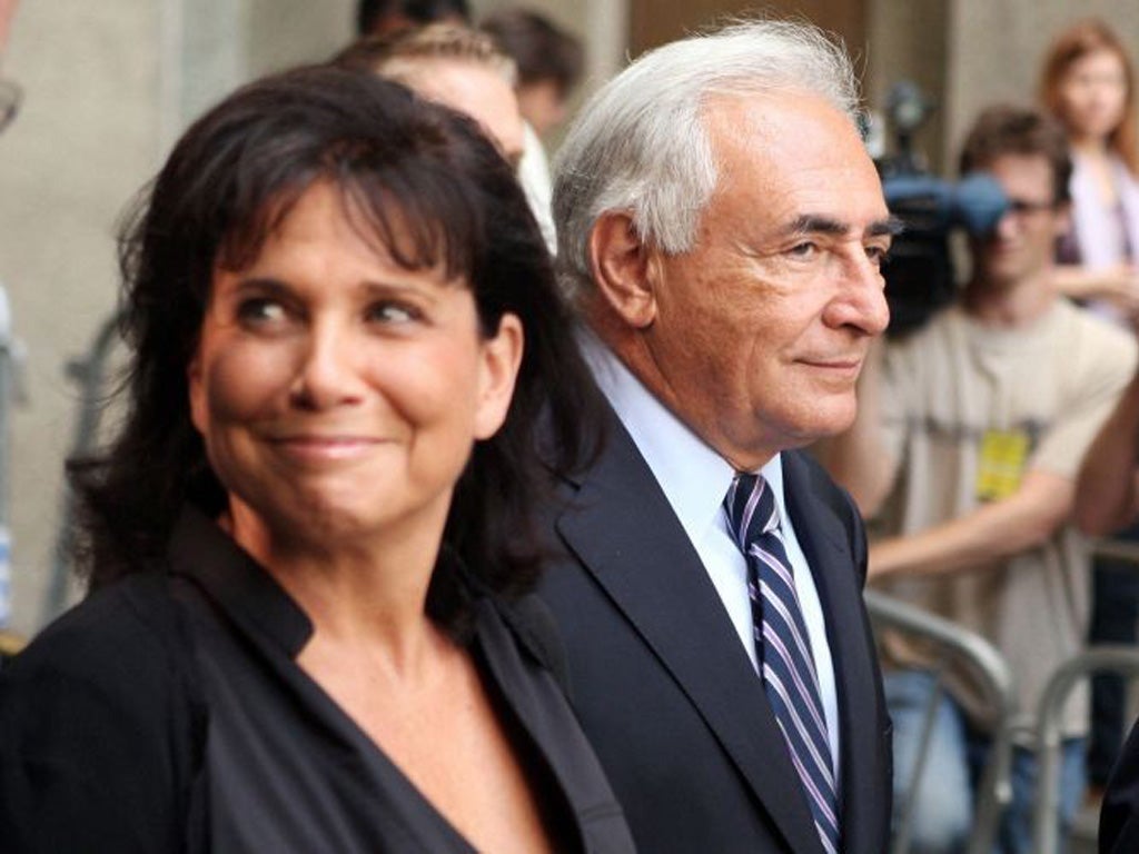 Dominique Strauss-Kahn, the former director of the IMF, was supported by his his wife, Anne Sinclair, when he faced charges of sexually assaulting a hotel maid in New York last year. The charges were dismissed by a Supreme Court judge in New York City