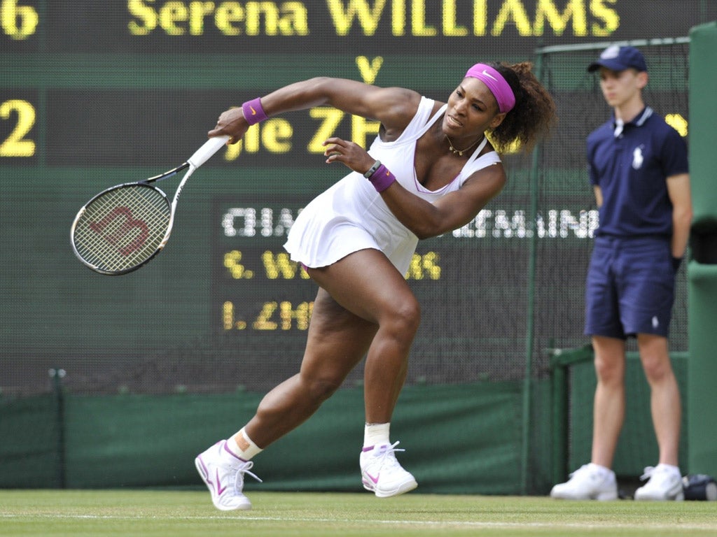 Serena Williams
fought back
from a set down
against Jie
Zheng and now
meets Yaroslava
Shvedova