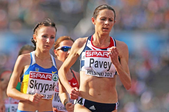 The 38-year-old Jo Pavey took silver in the women’s 10,000m