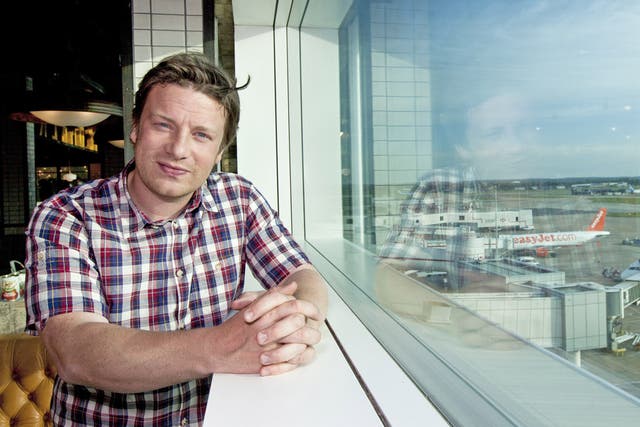 Jamie Oliver opening his restaurant at Gatwick airport