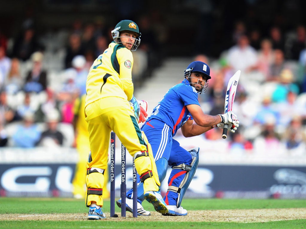 Ravi Bopara in action against Australia