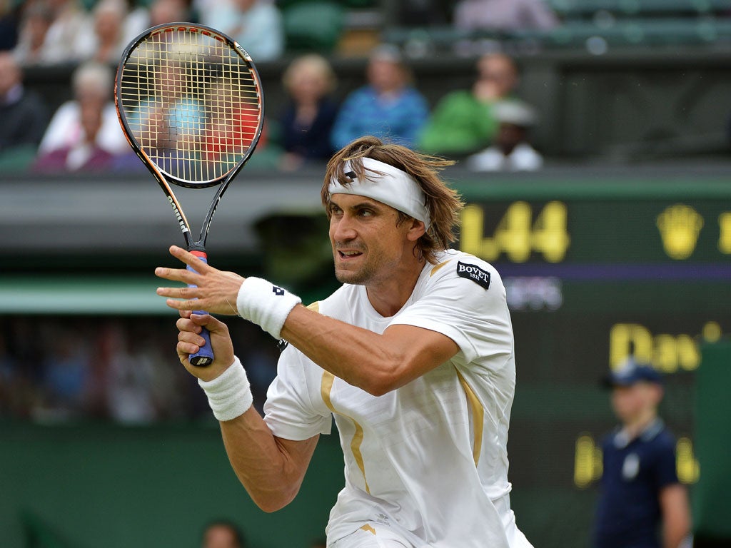 David Ferrer in action at Wimbledon