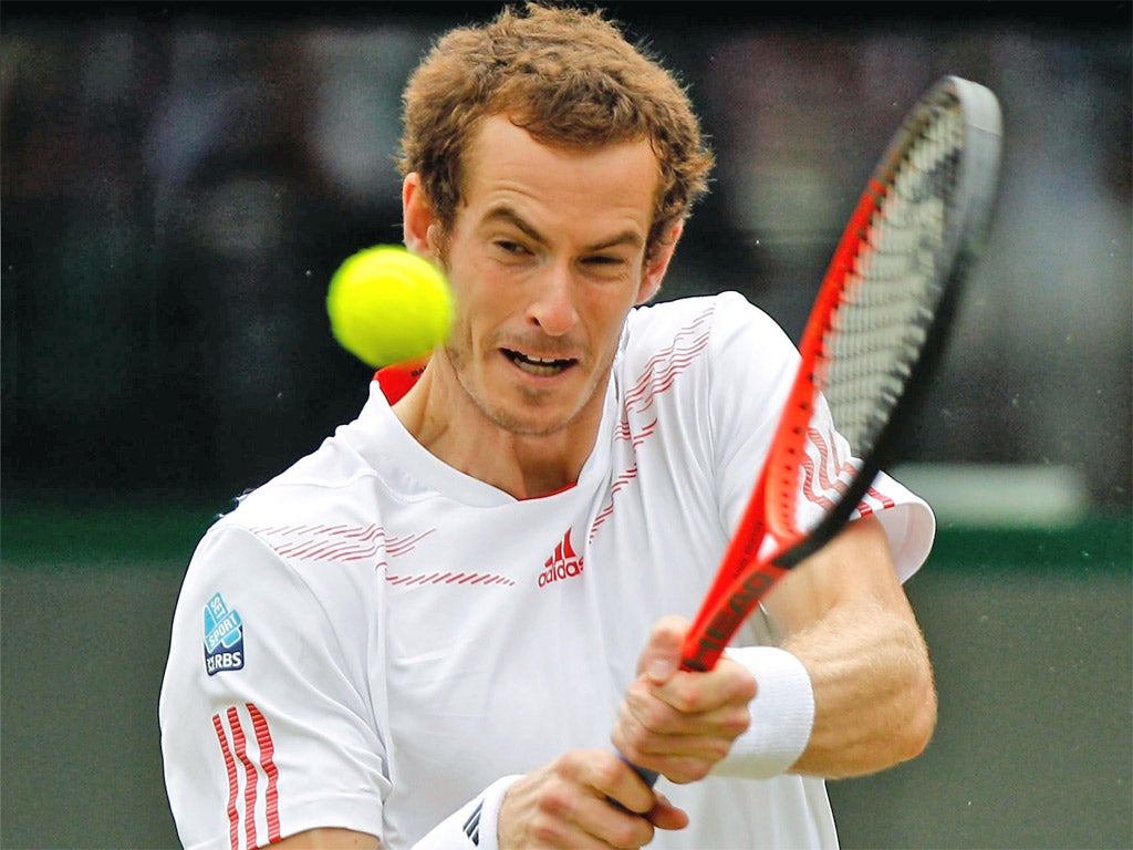 Andy Murray gives his all during his powerful victory over Marin Cilic yesterday