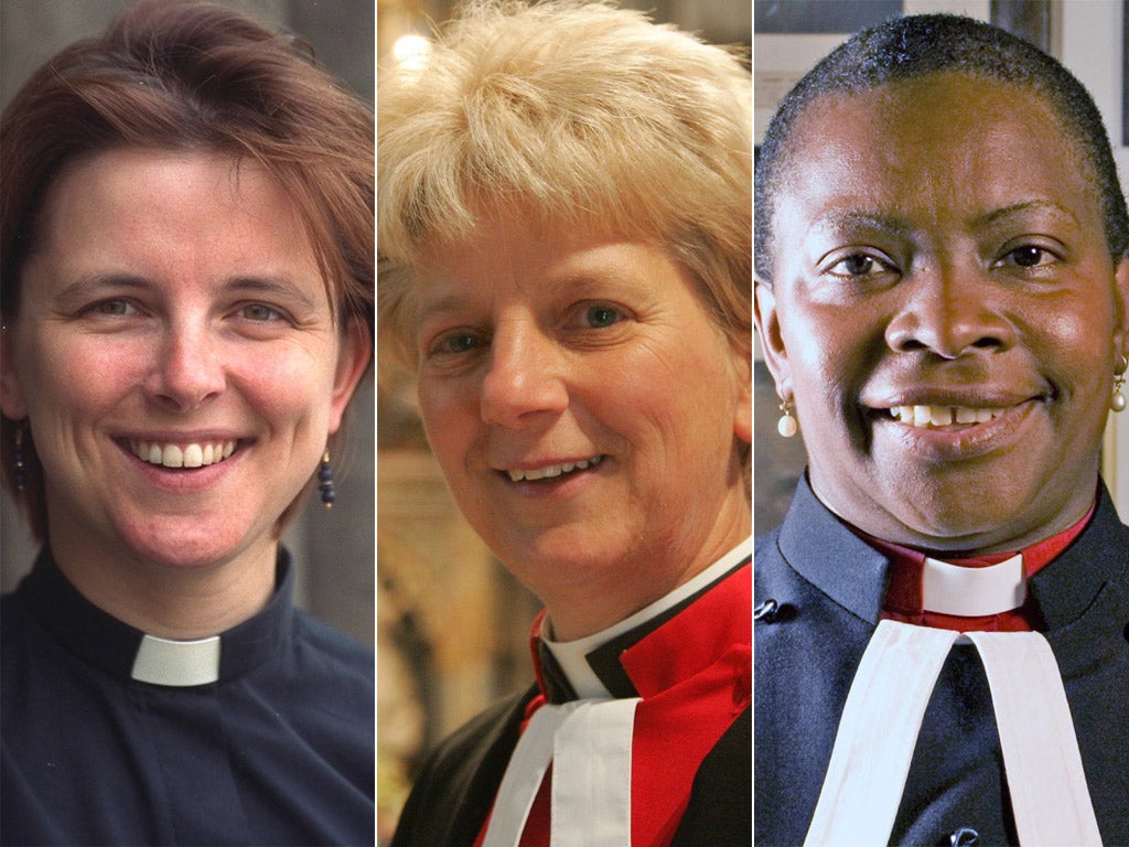 (From left) Lucy Winkett, rector of St James's Piccadilly; Jane Hedges, Canon Steward of Westminster Abbey; Rose Hudson-Wilkin, Chaplain to the Speaker of the House of Commons