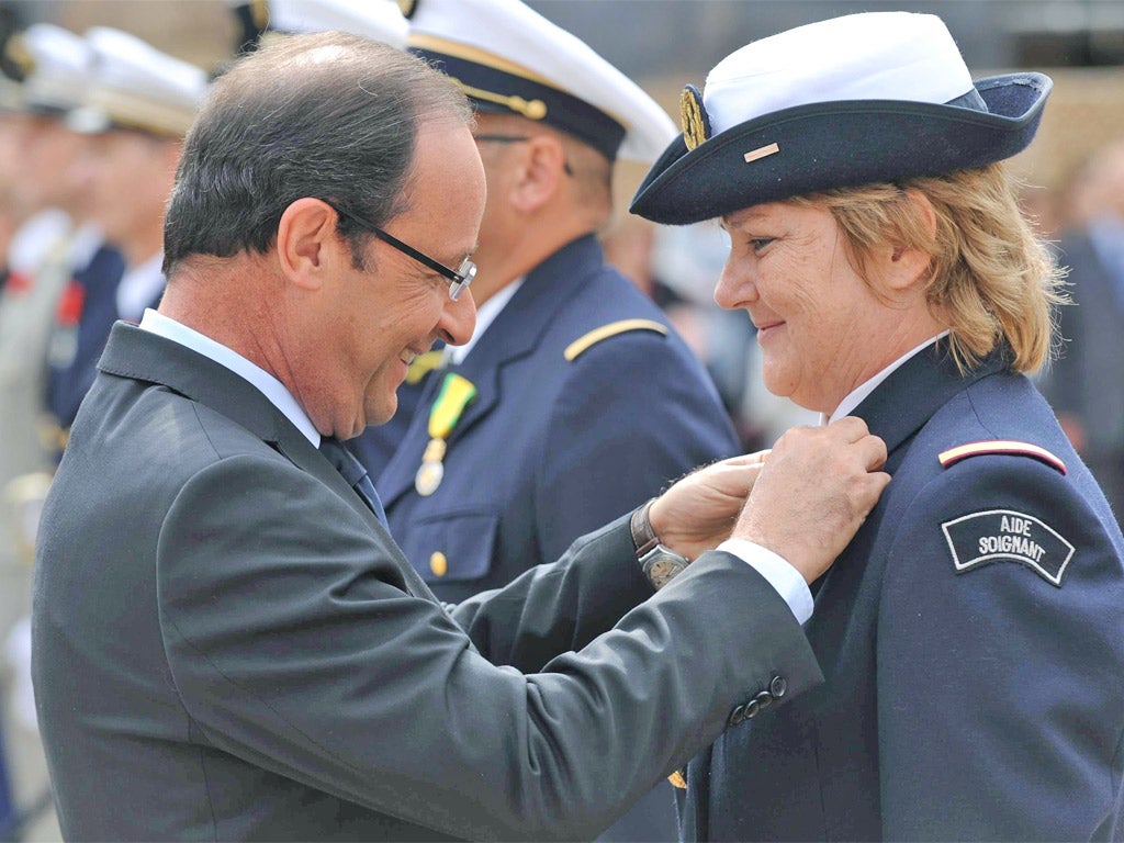 French President Francois Hollande at the military ceremony
