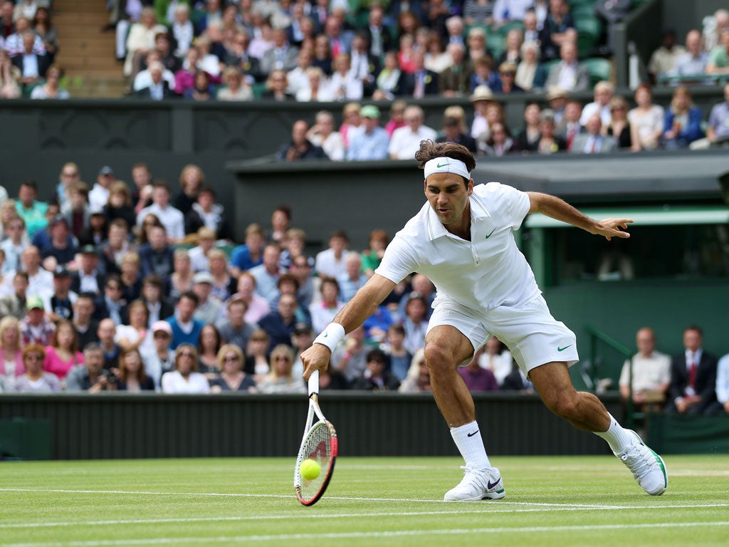 Roger Federer in action on Centre Court