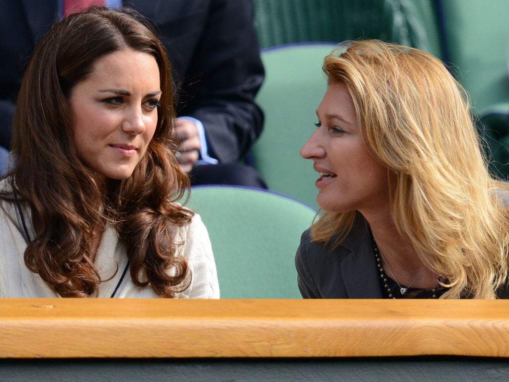 Kate Windsor with Steffi Graff on Centre Court
