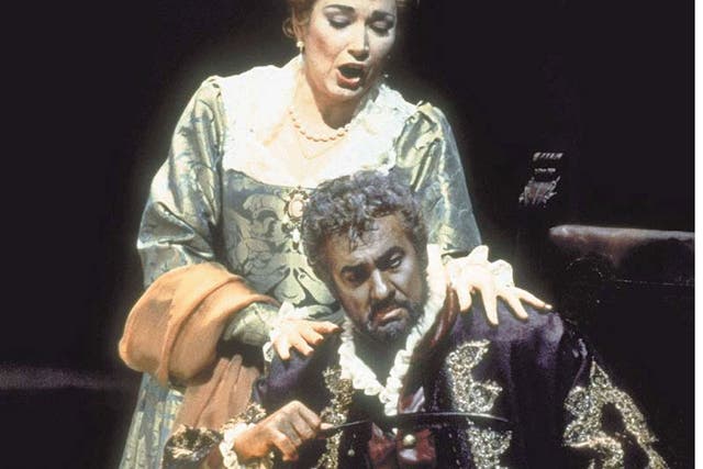 Jealous guy: Placido Domingo in the title role of Verdi’s ‘Otello’, with
Carol Vaness as Desdemona