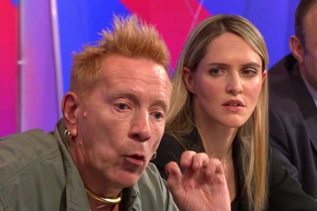 John Lydon with Louise Mensch on Question Time last night