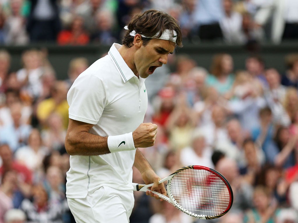 Roger Federer pictured in his semi-final match