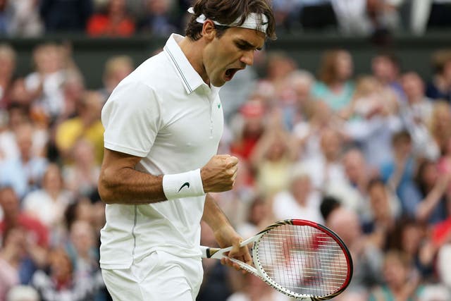 Roger Federer pictured in his semi-final match