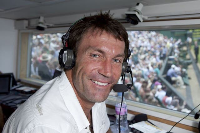 Pat Cash in the BBC commentary box