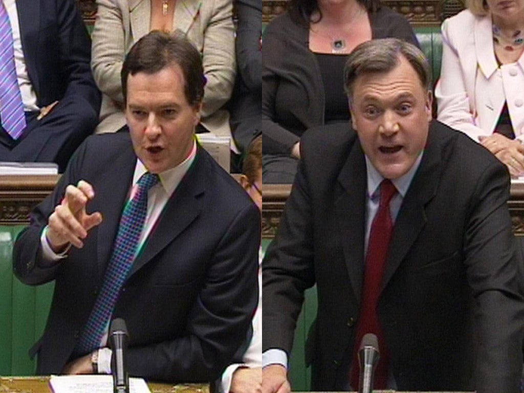 Fighting Talk: George Osborne (left) and Ed Balls clash in the Commons on Thursday