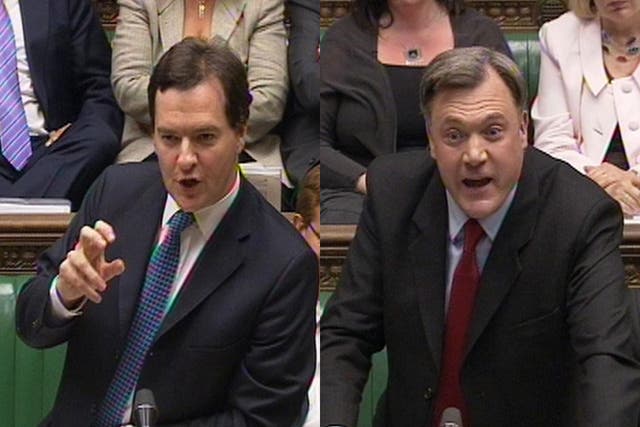 Fighting Talk: George Osborne (left) and Ed Balls clash in the Commons on Thursday
