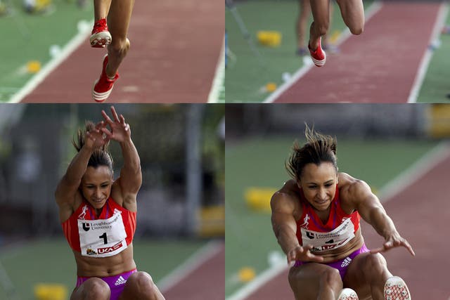 Up, up and away: Jessica Ennis, here competing in the long jump yesterday, says she is ready as she can be for London 2012
