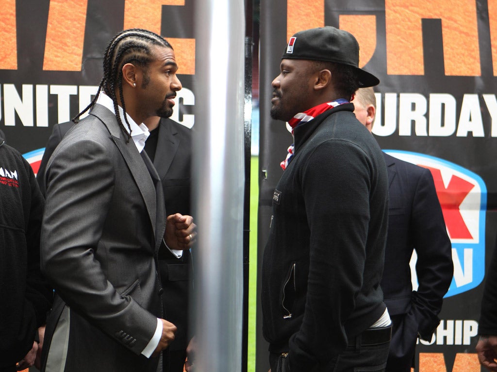 Hammer horror: The showdown between David Haye (left) and Dereck Chisora should attract a crowd of 38,000 to Upton Park