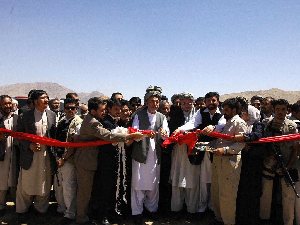 Highway 1: Hamid Karzai inaugurating a new section of the road