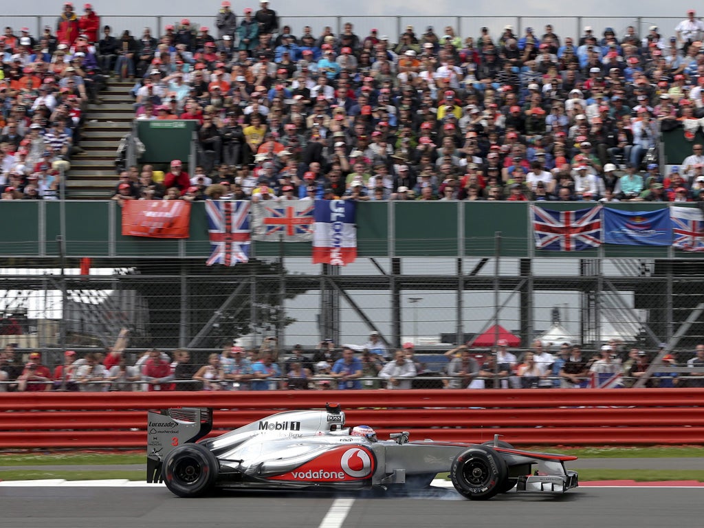 Lewis Hamilton on his way to a disappointing eighth at Silverstone