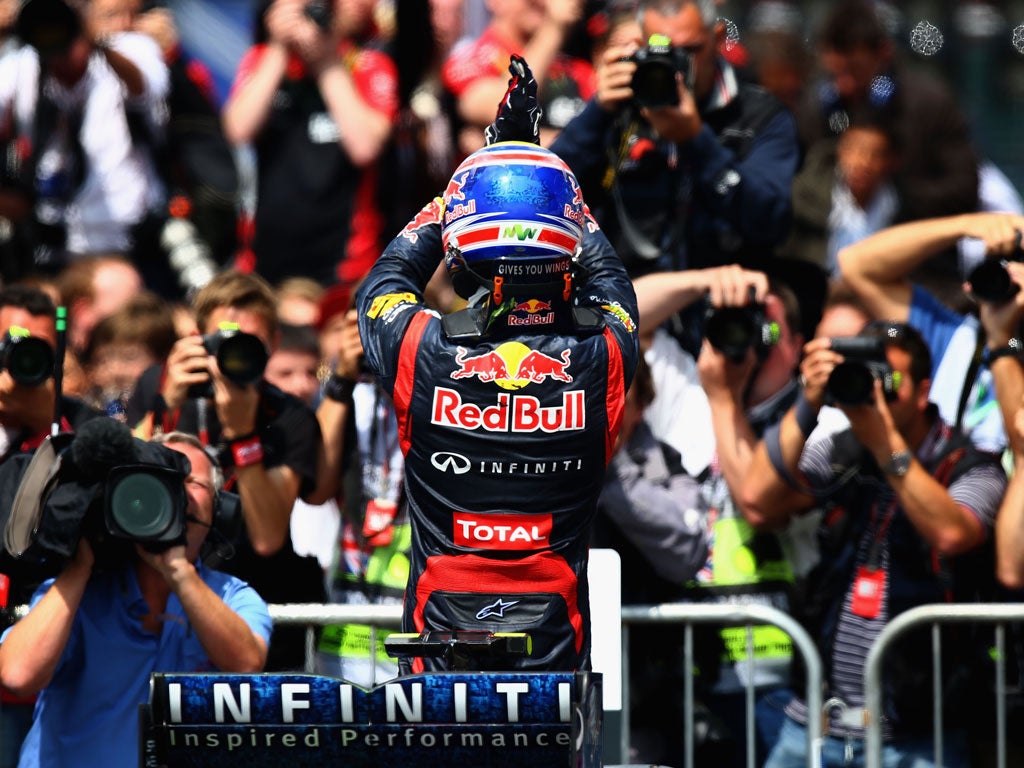 Mark Webber after his victory in the British Grand Prix