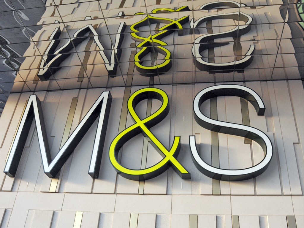 Marks & Spencer reported sharply contrasting fortunes today as buoyant trading in its food halls helped offset more dismal sales figures in clothing