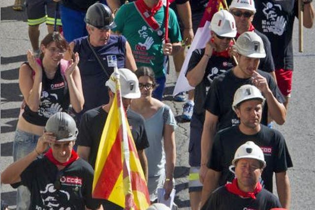 Coal miners from the northern regions of Asturias, Aragón and León march to Madrid, where they plan a mass protest today